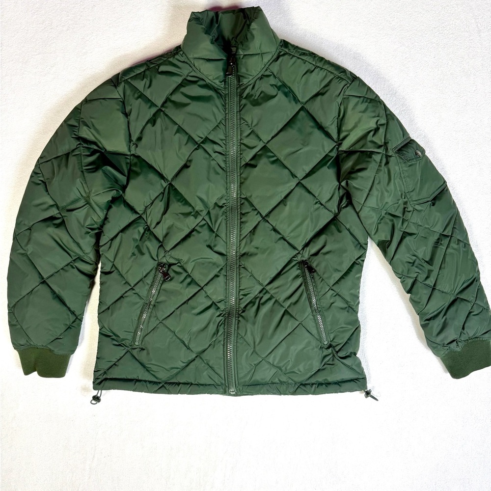 Jachs Olive Green Quilted Puffer Jacket